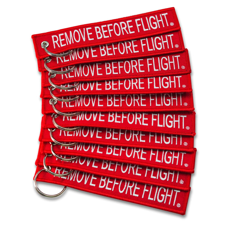 Apex Imports AIXEPA 10x Remove Before Flight Red/White Key Chain 5.5" x 1" (10 Pack)