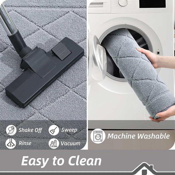 BEQHAUSE Dirt Trapper Door Mat 20" x 32", Doormat Non-Slip, Grey | Entryway Rugs Washable, Dog Door Mat Stain Resistant and Absorbent Welcome