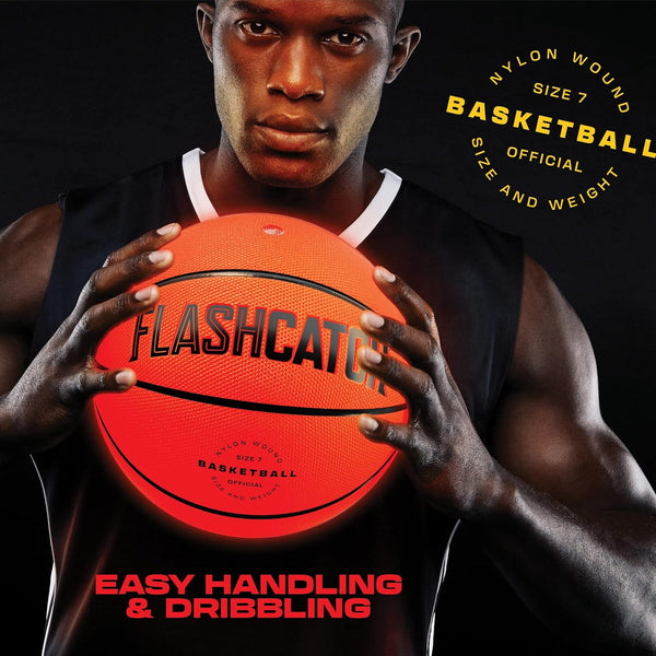 FlashCatch Light Up Basketball - Glow in The Dark - Sports Gear Accessories Gifts for Boys 8-15+ Year Old - Kids Teens Gift Birthday Ideas - Teen