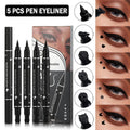5PCS Liquid Winged Eyeliner Stamp Pen Set - Double-headed Black Eye Liner Pencil - Long-lasting Waterproof Stamp Eyeliner Set for Eye Makeup -