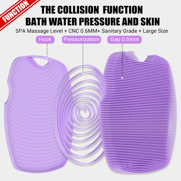 Canroom Zinc Infused Silicone Body Scrubber, Quick-Dry Bath Brush Purple
