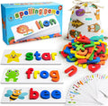 BEESTECH Alphabet ABC Learning Educational Toys for 2 3 4 5 Years Old Boys Girls, Wooden Puzzle Flash Cards Preschool Activity Letter Matching
