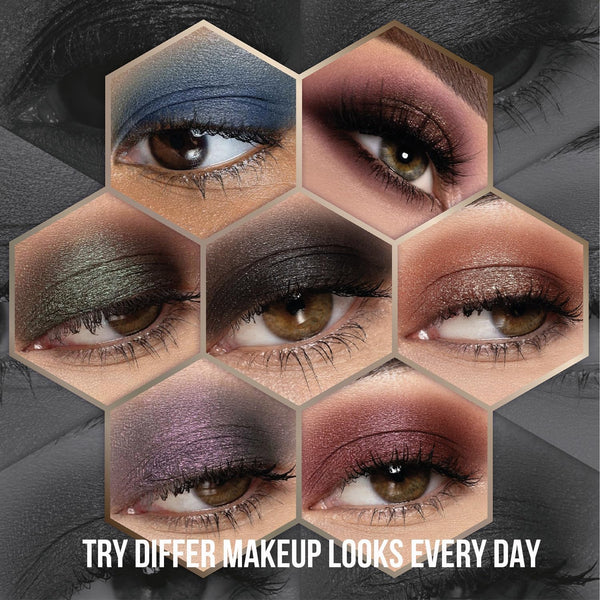 Black Smokey Eyeshadow Makeup Palette, Dark Smoky Eye Shadow Palettes for Halloween Goth Make up Glitter Shimmer Matte Pallets, Midnight