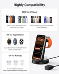 Anlmz 3 in 1 Charging Station for iPhone, Wireless Charger for iPhone 17 16e 16 15 14 13 12 11 X Pro Max & Apple Watch - Wireless Charging Station