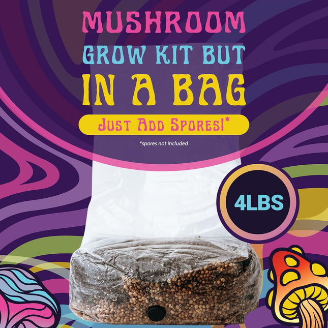 4 LB All-In-One Grow Kit: up to 64Oz of Mushrooms! Nutrient-Enhanced, Injection Port, Just Add Your Own Spores & Grow li