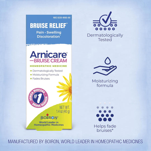 Boiron Arnicare Bruise Cream for Pain Relief from Bruising and Swelling or Discoloration from Injury - 1.4 oz | For Pain Relief from Bruising and