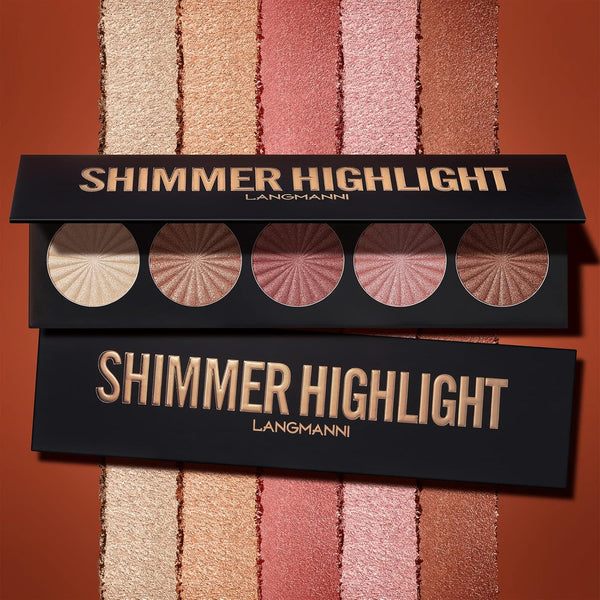 Highlighter Powder Palette, Makeup Palette Facial Bronzers Illuminator Palette Highlighter Baked Waterproof Long Lasting Brilliant Lighten Skin