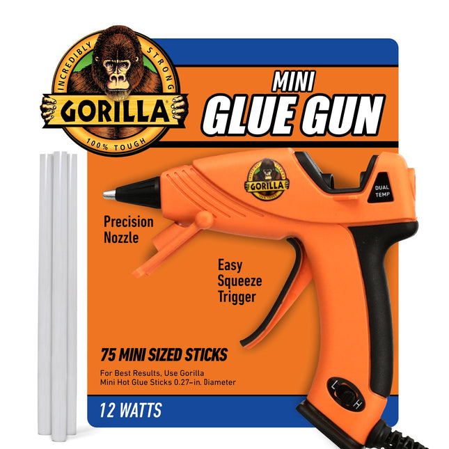 Gorilla Mini Hot Glue Gun Kit (Pack of 1 Mini Hot Glue Gun and 75 Sticks) - Dual