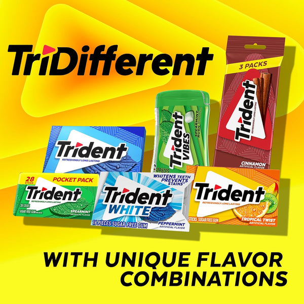 Trident Tropical Sugar-Free Gum, 12 Packs of 14 Pieces (168 Total Pieces) Tropical Twist 12 Count (Pack of 1)