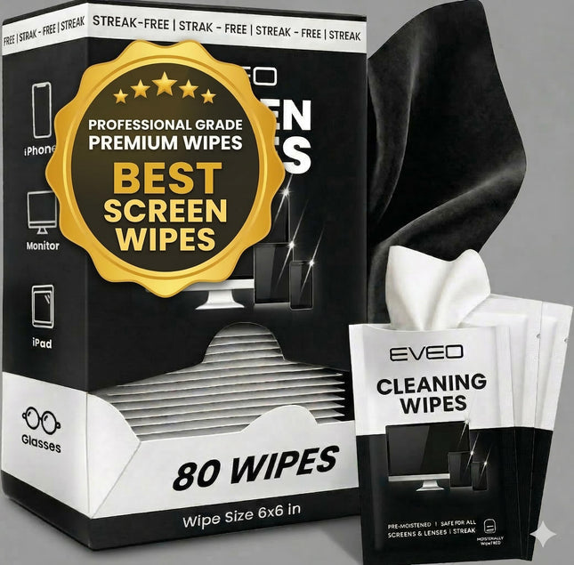 Electronic Wipes Screen Cleaner [40 Wipes] Streak-Free Computer Screen Cleaner & TV Screen Cleaner - Screen Wipes for El