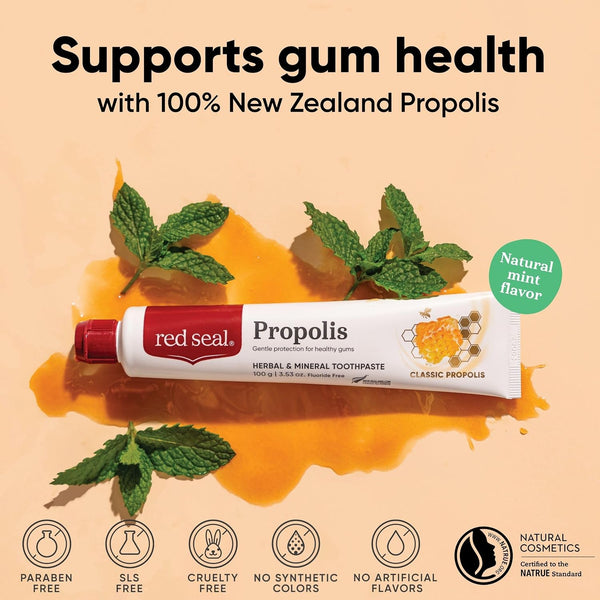 Red Seal Propolis Fluoride Free Natural Toothpaste - Mild Mint - 3.53 oz Natural Propolis 3.5 Ounce (Pack of 1)