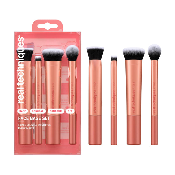 Real Techniques Face Base 4 Piece Makeup Brush Set for Foundation Face Base Kit, 4 Piece Set 4 Count (Pack of 1)