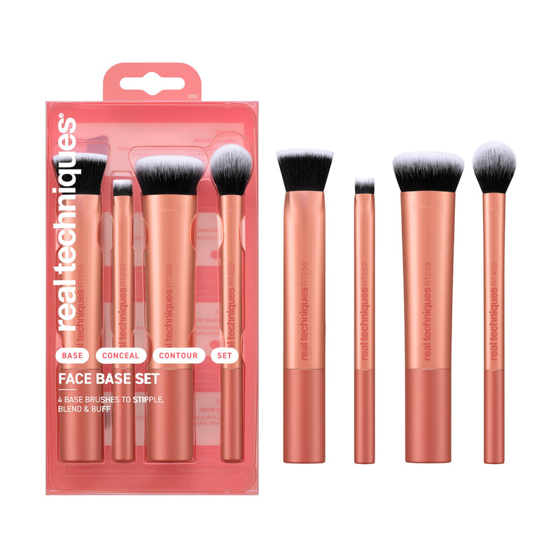 Real Techniques Face Base 4 Piece Makeup Brush Set for Foundation Face Base Kit, 4 Piece Set 4 Count (Pack of 1)