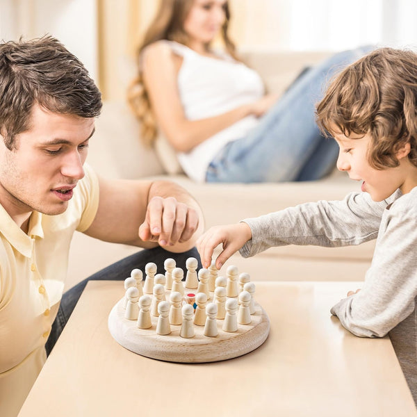 Wooden Memory Chess Matching Game: a Family Board Game Suitable for Children and Adults, Puzzle Toys Suitable for Ages 3, 4, 5, and 6, Birthday