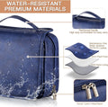 Elviros Hanging Toiletry Bag for Men PU Leather Shaving Dopp Kit (Blue) | 3-in-1 Waterproof Travel Organizer with Separate Compartments for