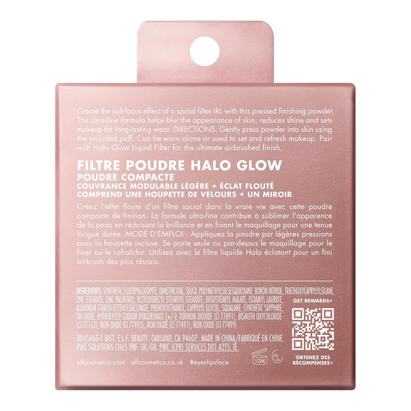 E.L.F. Halo Glow Powder Filter, Ultra-Fine Finishing Powder, Smooths the Look of Pores & Fine Lines, Creates a Soft-Focus Glow, Vegan &