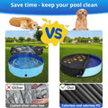 QH.HOME[2025 Upgraded Windproof] 63-64 Inch Kiddie Pool Cover Round, Collapsible Dog Pool Cover with Super Windproof Ratchet Design, Odorless