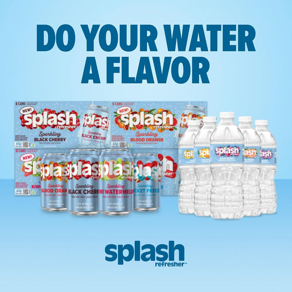 SPLASH REFRESHER Flavored Water Bottles, Mandarin Orange Flavor - 6-Pack, 16.9 Fl Oz - Refreshing Flavored Bottled Water with Electrolytes - Zero