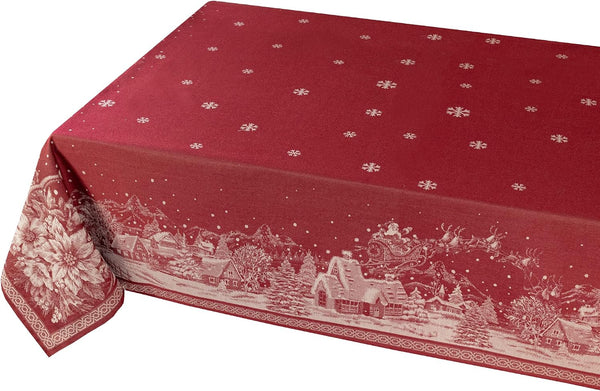 Benson Mills Engineered Jacquard Heavyweight Fabric Table Cloth, Holiday, Winter, and Christmas Tablecloth (Christmas Story, 60" x 140"