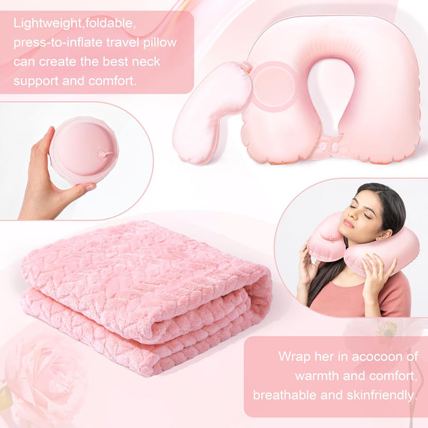 Birthday Gifts for Women Self Care Gifts Get Well Soon Gifts for Women,Relaxing Spa Gifts Basket W/Flannel Blanket Traveling Pillow Care Package