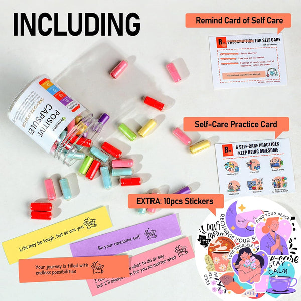 Positive Messages in a Bottle (60+ Positive Affirmations),Self Care Gifts for Women Men Stress Relief Get Well Soon,Self Care Kit Pre-Written