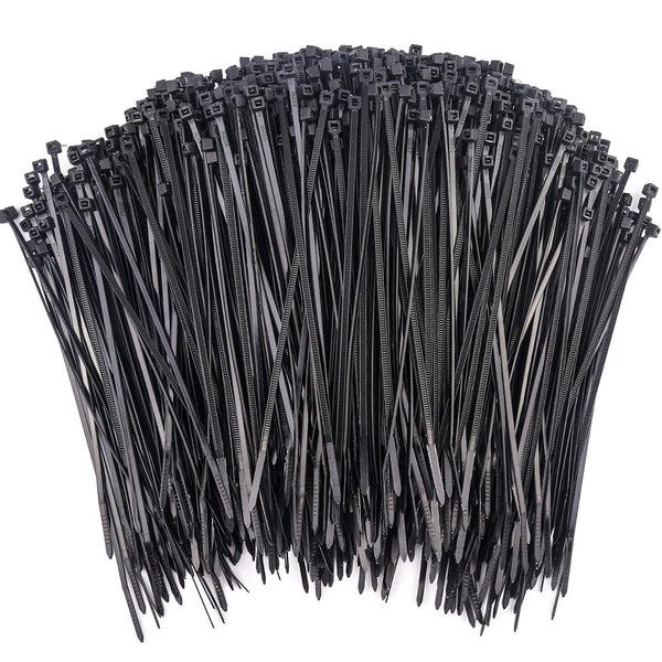 1000 Pcs Zip Ties, 6 Inch Self-Locking Nylon Cable Ties, Premium Heavy Duty Plastic Wire Ties Wraps for Indoor and Outdoor (Black) 6" Black
