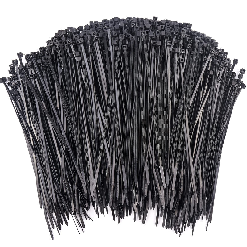 1000 Pcs Zip Ties, 6 Inch Self-Locking Nylon Cable Ties, Premium Heavy Duty Plastic Wire Ties Wraps for Indoor and Outdoor (Black) 6" Black