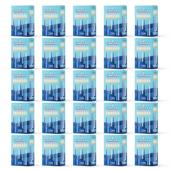 Hanukkah Menorah Candles Box of 44 Multi-Blue with Prayer Card - Spiral Style Quality Wax Chanukah Candles - Fits Most Menorahs – Enough for All 8