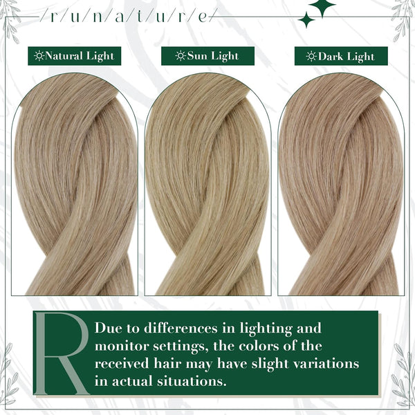 RUNATURE Clip in Hair Extensions Real Human Hair, Short Hair Extensions Clip Ins, Remy Human Hair for Women Double Weft 10 Inch 50G 3Pcs 6P22
