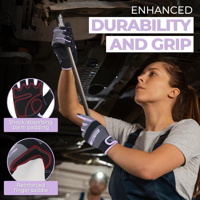HANDLANDY Women Safety Work Gloves Utility Touch Screen Working Grip Glove for Y