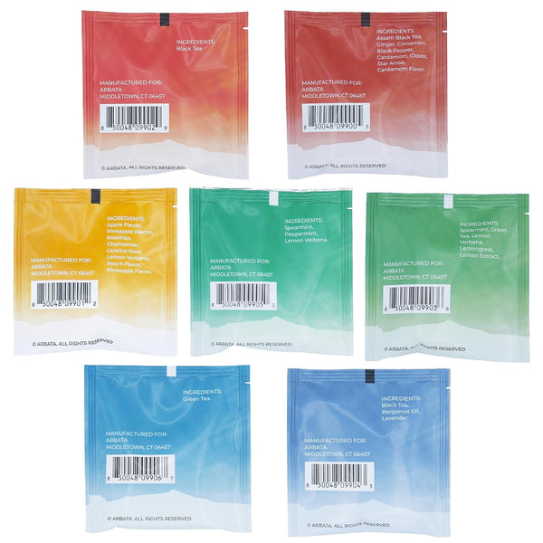 Arbata Assorted Artisanal Tea Sampler, 14 Pyramid Tea Bags – Curated Green, Black & Herbal Teas including Chai, Peach, Earl Grey, English