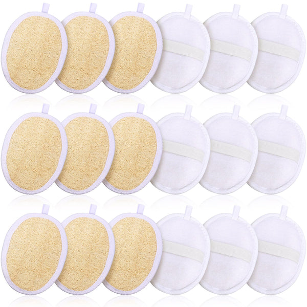 18 Packs Exfoliating Loofah Sponge Pads Facial Body Bath Shower Loofah Sponge Pad Natural Exfoliating Scrubber Brush for Men Women