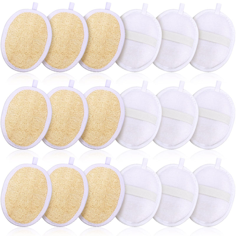 18 Packs Exfoliating Loofah Sponge Pads Facial Body Bath Shower Loofah Sponge Pad Natural Exfoliating Scrubber Brush for Men Women