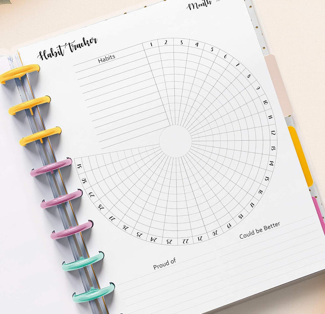Habit Tracker Inserts for 9 Disc Planners, Habit Log, Resolution Tracker, Monthl