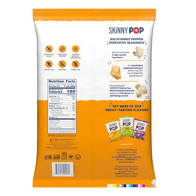 Skinnypop White Cheddar Popcorn, Gluten Free, Non-Gmo, Healthy Snacks, Skinny Po