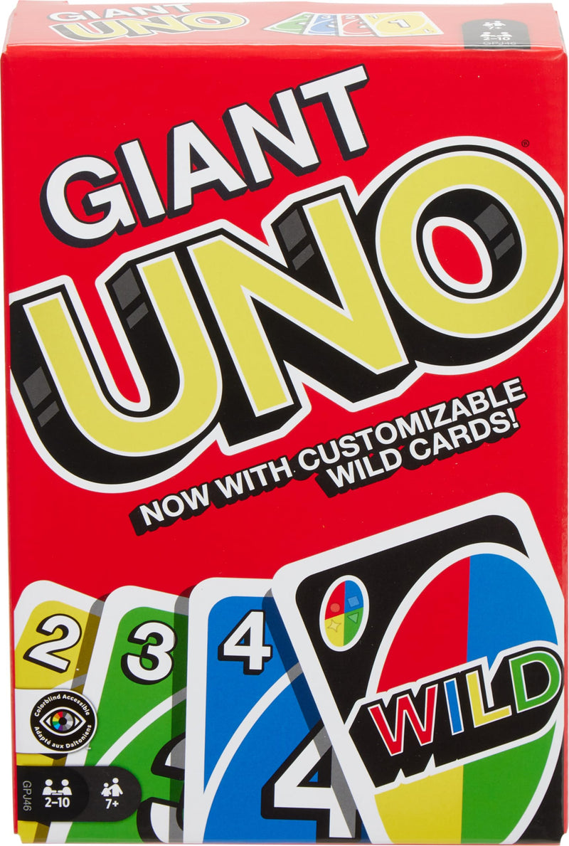 Mattel Games Giant UNO Card Game for Kid, Adult & Families, Color Blind Accessible & Customizable Large Deck Classic