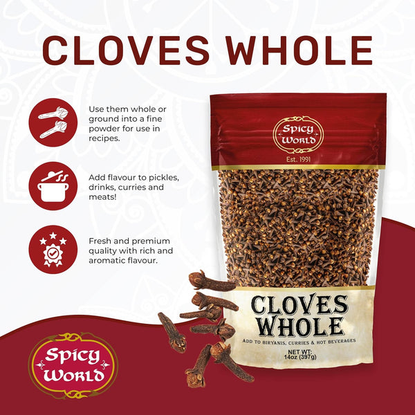 Cloves Whole Bulk 14 Oz Bag - Pure, Non-GMO, Premium Hand Picked Quality - Great for Foods, Clove Tea, Clove Pomander Balls & Potpourri - Aromatic