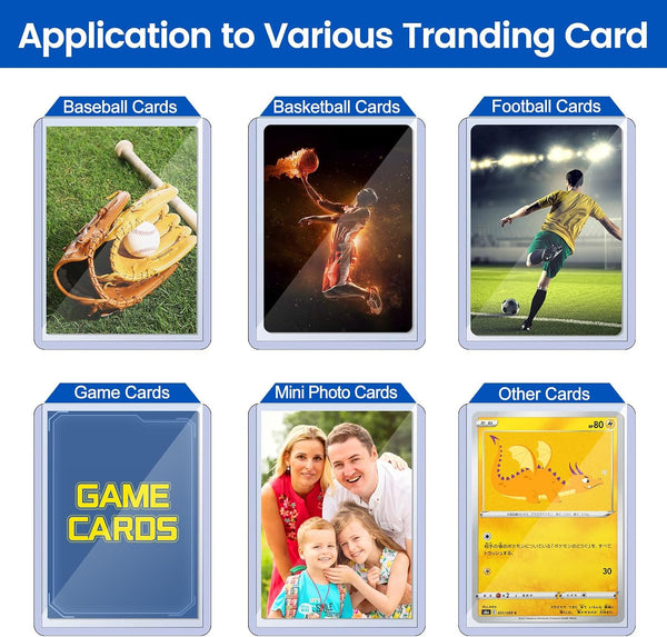 32 Count Card Sleeves Hard Plastic, Sooez 35PT Card Holder, 3" x 4" Baseball Card Protector, Rigid Card Case for Collectible Game Cards, Standard
