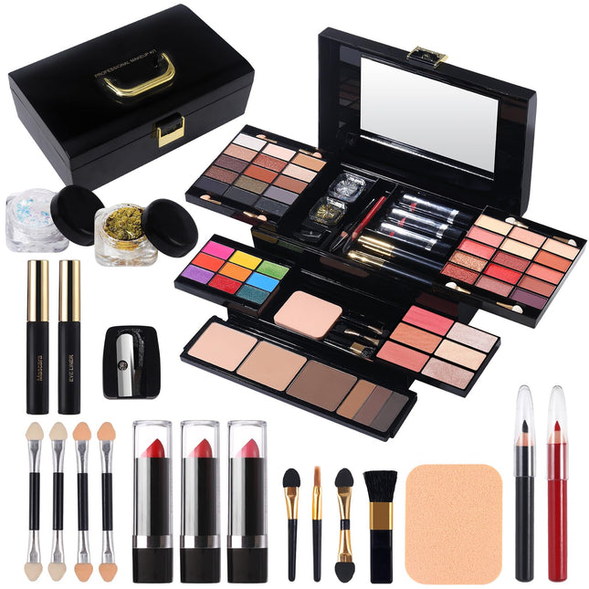 Professional Makeup Kit for Women Girl Full Kit with Mirror 60 Colors All in One Make up Gift Set Included Eyeshadow,Blu
