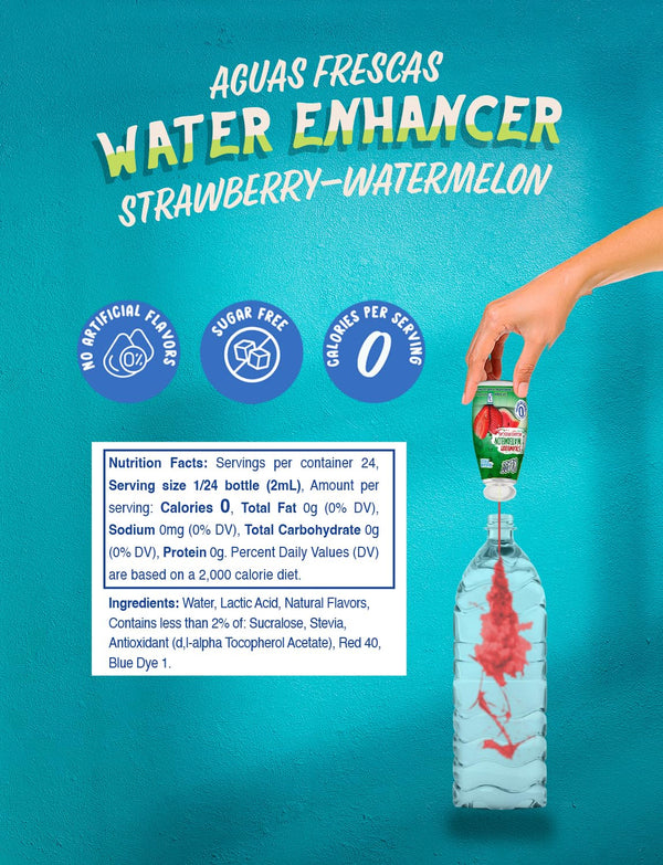 Klass Aguas Frescas | Liquid Water Enhancer | Sugar-Free Naturally Flavored Strawberry Watermelon | Keto Friendly |1.62 Oz Pack of 4 (Makes 24