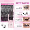FADLASH DIY Lash Extension Kit Individual Lashes Cluster D Curl Eyelash Extension Kit with Lash Bond and Seal and Lash Applicator Tool for Self
