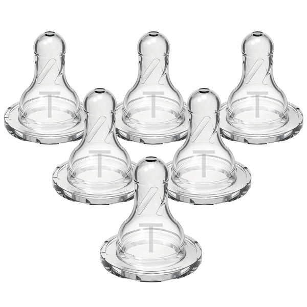 Dr. Brown's Natural Flow Level T Narrow Baby Bottle Nipple, Newborn Slow Flow, 0m+, 100% Silicone, 6-Pack