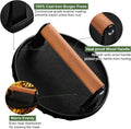 EWFEN Burger Press, 7" Round Heavy-Duty Cast Iron Smash Bacon Press Meat Steak with Wood Handle for Griddle, Sandwich, Nonstick Pan