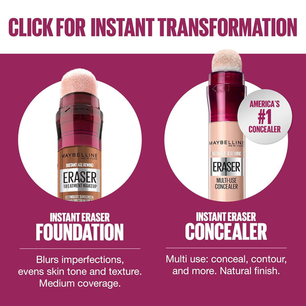 Maybelline Instant Age Rewind Eraser Treatment Makeup with SPF 18, anti Aging Concealer Infused with Goji Berry and Collagen, Creamy Ivory, 1 Count
