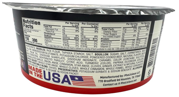 PhoLicious Instant Beef Pho, Authentic Vietnamese Rice Noodle Soup Kit with Spices & Broth Mix, Ramen Noodles Alternative, Quick Microwave Meal -