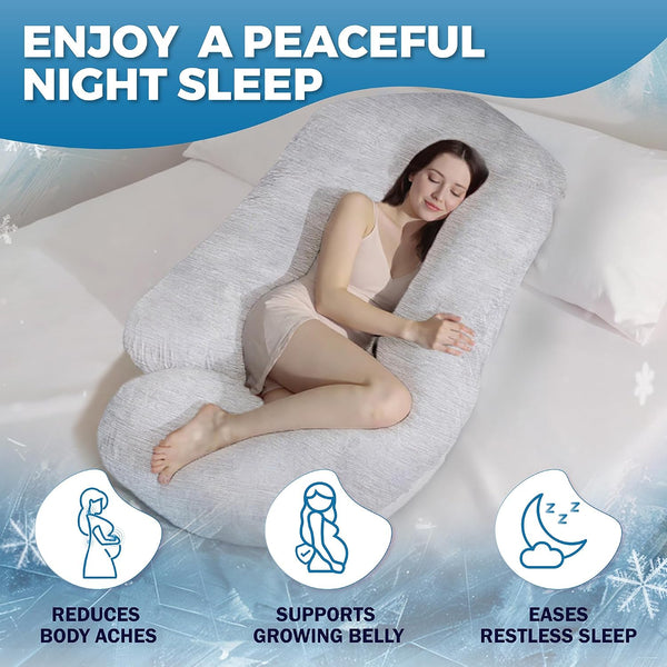 PILLANI Cooling Pregnancy Pillows for Sleeping – 57-Inch Maternity Pillow for Pregnant Women with Removable Washable Cover – Support for Back,