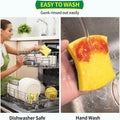 HOMERHYME Heavy Duty Scrub Sponge 24 Pack, Eco Cellulose Kitchen Dish Sponge Multipurpose Ergonomic for Washing Dishes, Uncoated Cookware &