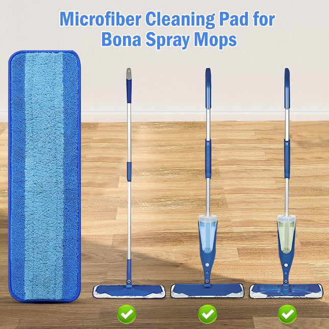 4 Pack Microfiber Cleaning Pad for Bona Mop, Reusable Spray Mop Pads Refills for Multi-Surface Floors, Washable Microfib