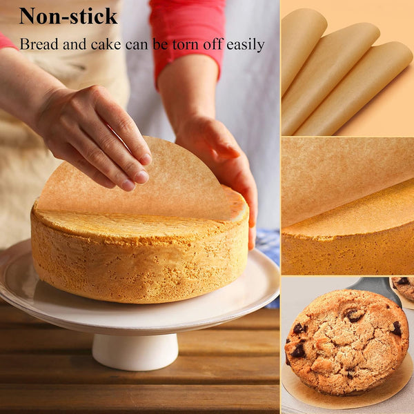 DISSKNIC 9 Inch Parchment Paper Rounds, 100PCS Unbleached Round Parchment Paper 9 inch for Baking, Precut Parchment Rounds for Round Cake Pans 9
