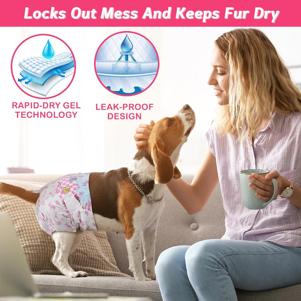 Dono Disposable Pet Diapers for Female Dogs Super Absorbent Soft Heating and Pee Puppy Diapers Female Liners, Including 20pcs XXS Diapers for Dogs